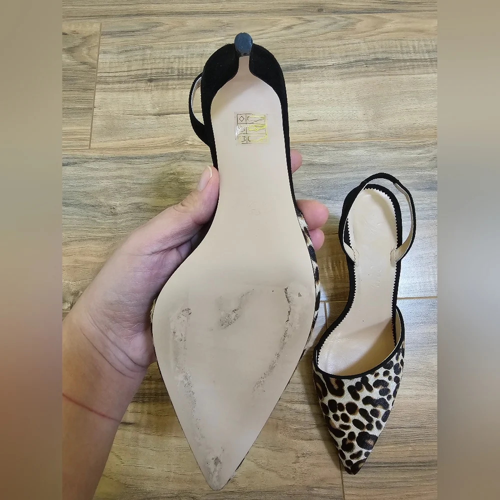 🎉HOST PICK🎉J.Crew Calf Hair Colette Asymmetrical Slingback Pumps In Leopard - Picture 15 of 17